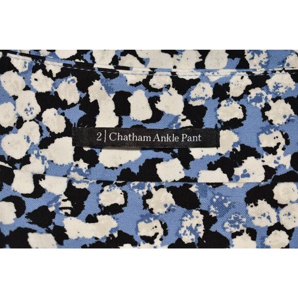 TALBOTS NEW $89 Blue Black White Printed Chatham Ankle Slim‎ Leg Pant Size 2 - Picture 4 of 5